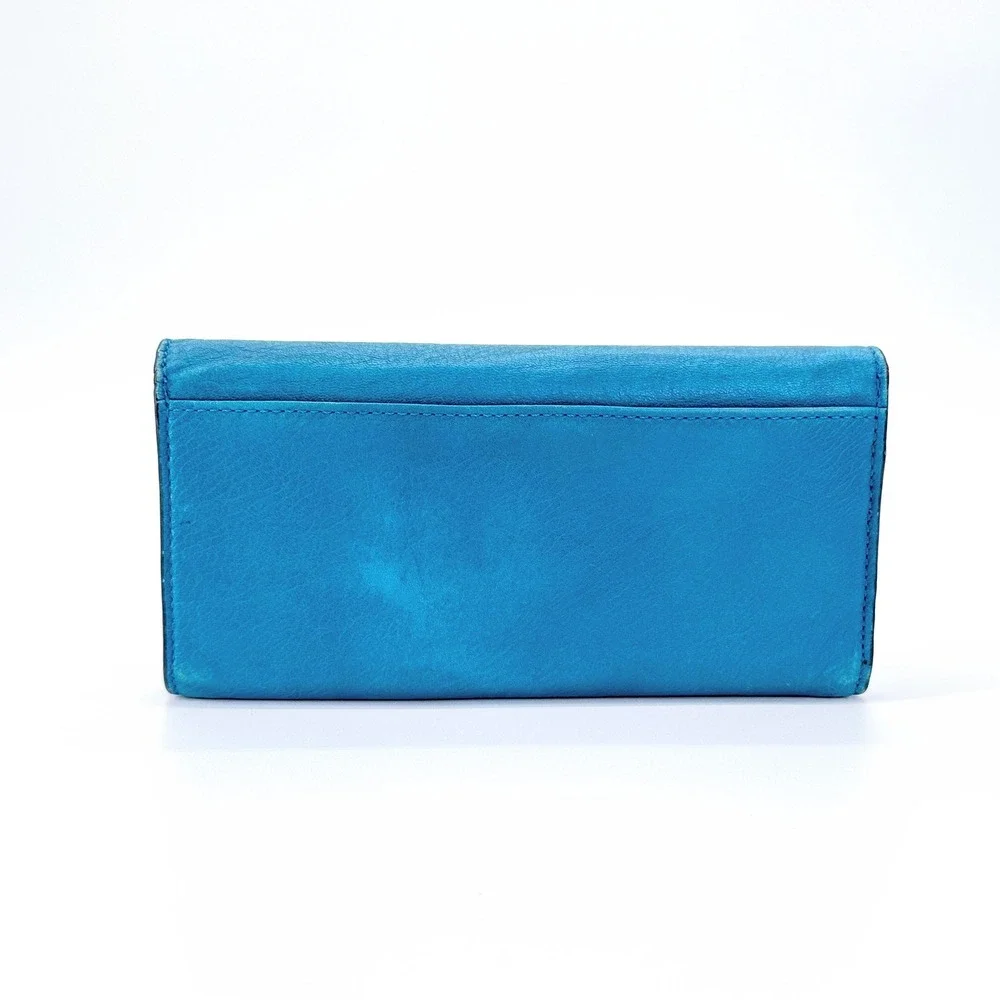 Coach Madison Slim Envelope Wallet Teal Dark Plume Leather Silver Hardware